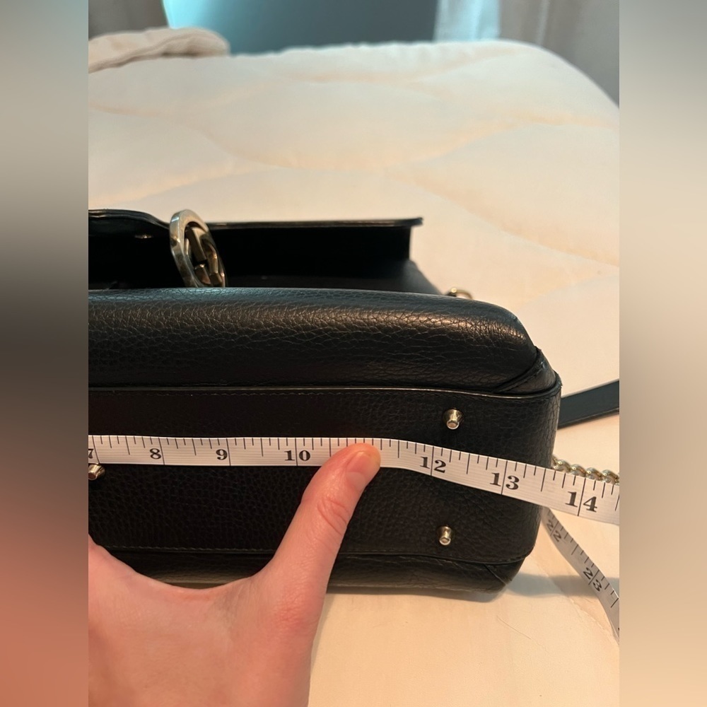 Authentic Gucci Black Calfskin Leather GG Interlocking Crossbody Bag Purse - Picture 15 of 17